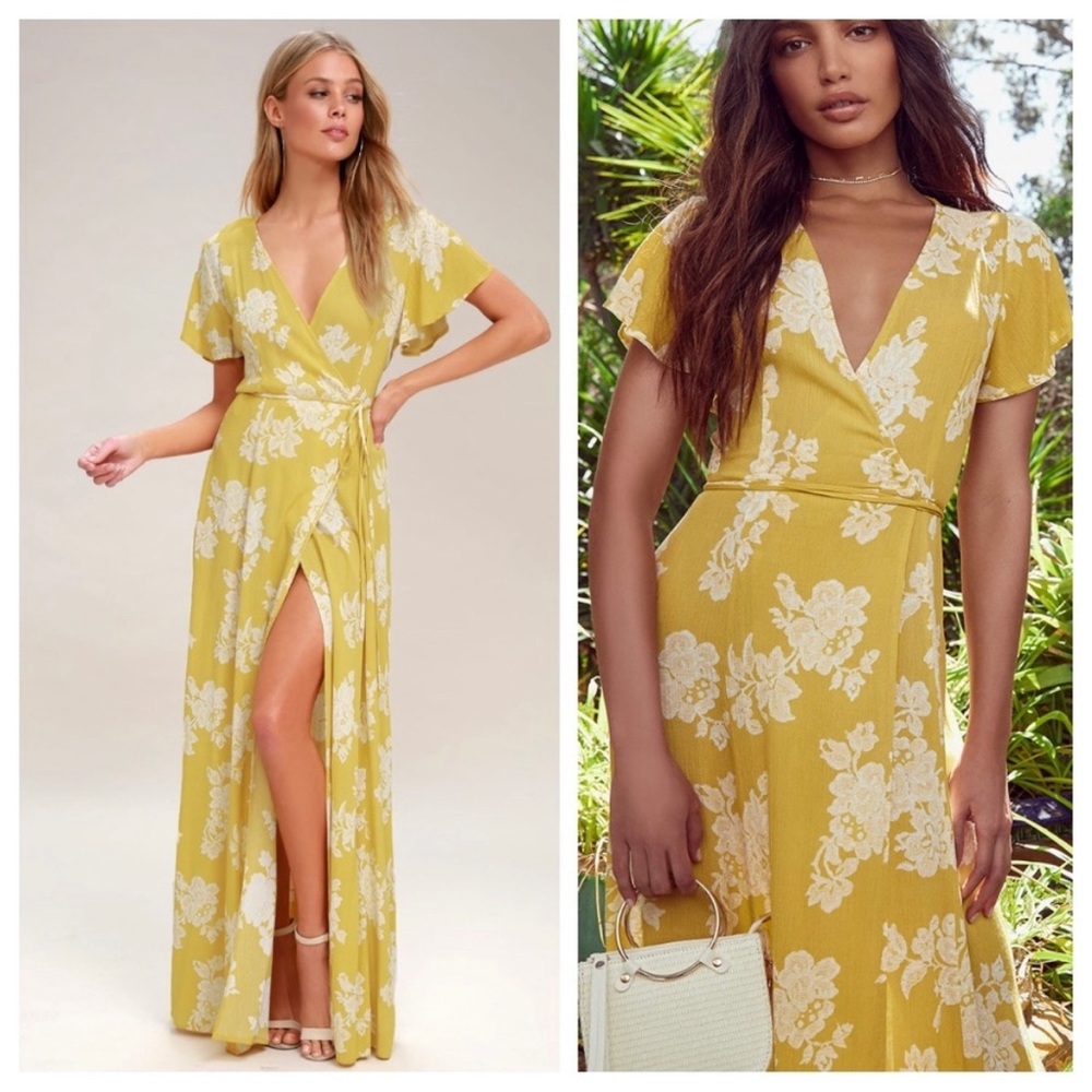 Lulu's Yellow Floral Maxi Dress